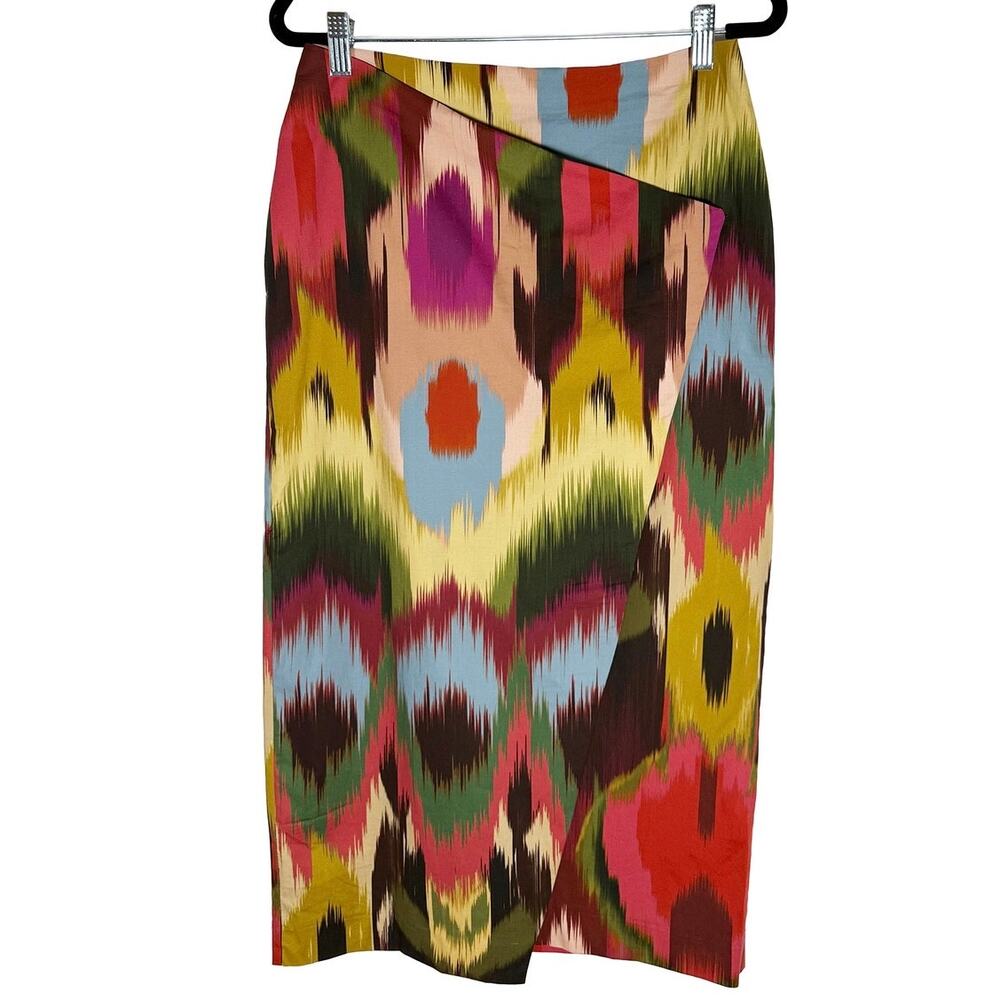 Coosy Women's Pencil Skirt Faux Wrap Front Slit‎ Colorful Lightweight Casual
